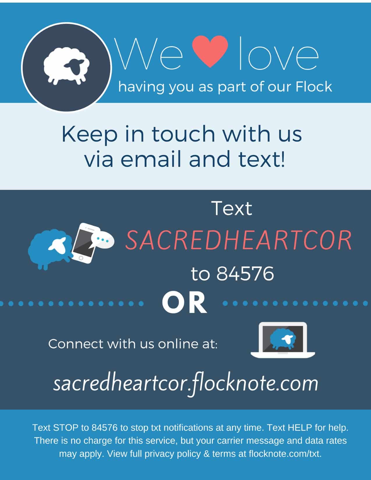 Keep in touch with us via email and text!